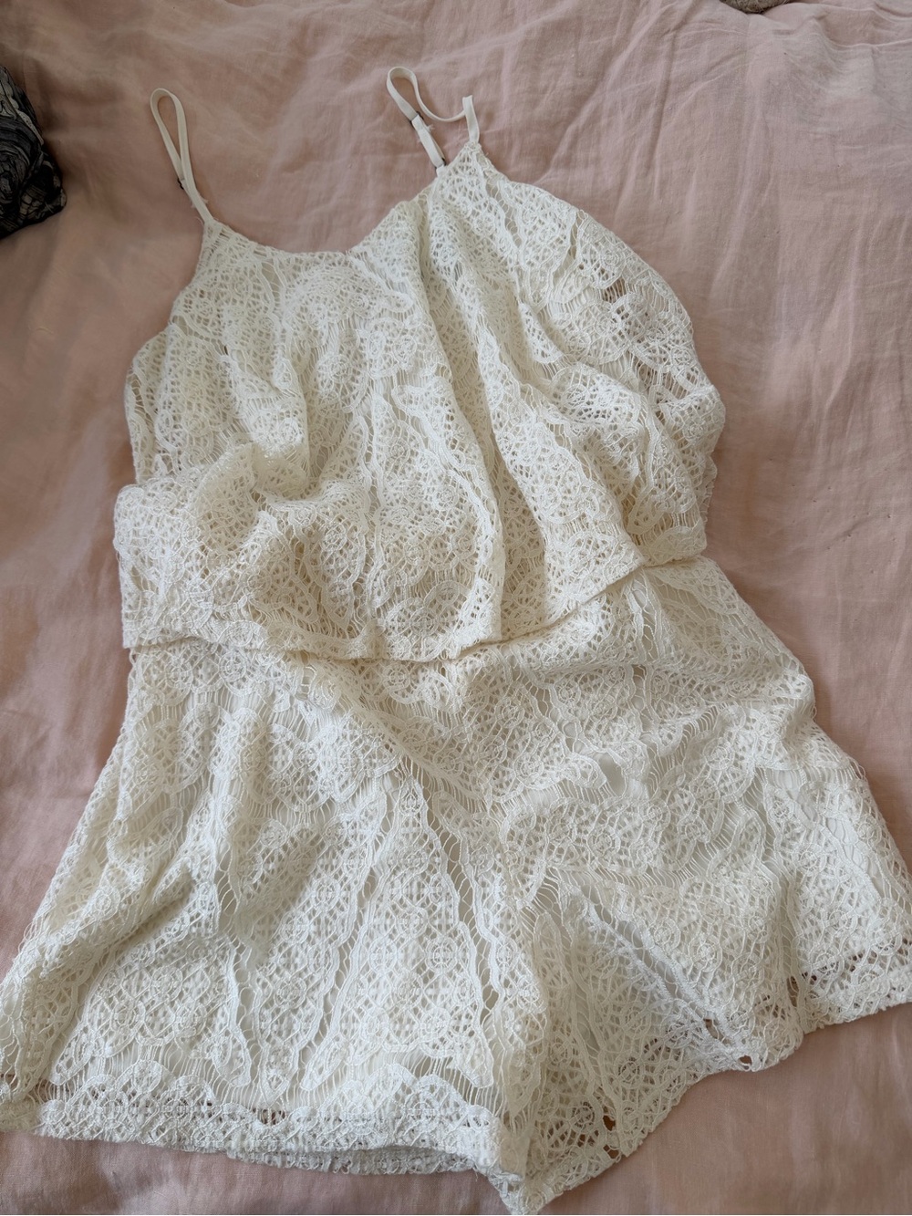 Mossino White Lace Camisole Romper